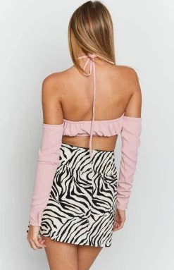 BB Exclusive Harris Halter Fitted Top Pink