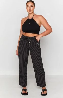 BB Exclusive Bottoms Tiger Lace Up Pants Pinstripe