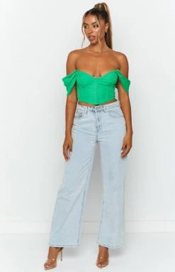 Beginning Boutique Tops Polly Bustier Top Green