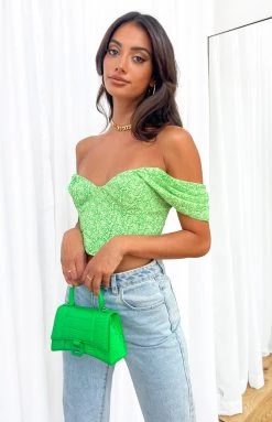 Beginning Boutique Polly Bustier Top Green Print