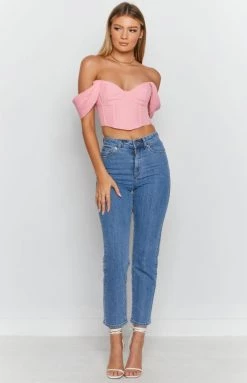 Beginning Boutique Tops Polly Bustier Top Pink