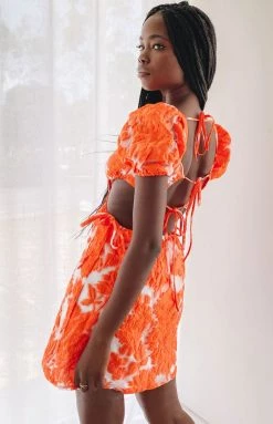 Beginning Boutique Polly Mini Dress Floral Orange Dresses