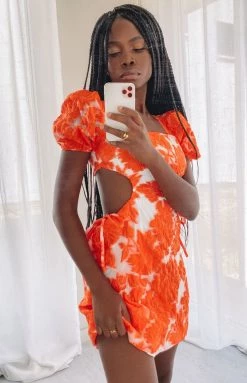 Beginning Boutique Polly Mini Dress Floral Orange Dresses