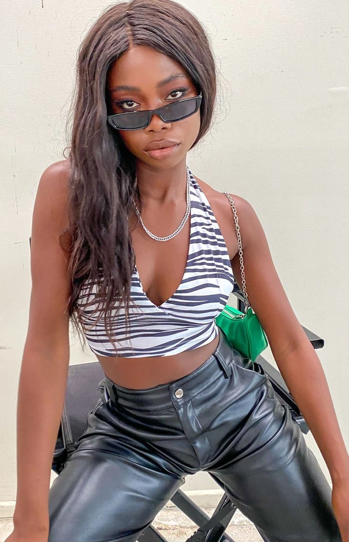 Beginning Boutique Polly V Neck Crop Zebra Tops 2 Beginning Boutique Polly V Neck Crop Zebra Tops