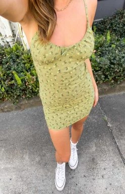 Beginning Boutique Dresses Postcards Mini Dress Green Floral