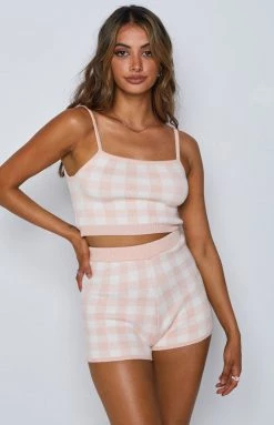 BB Exclusive Primrose Pink Knit Shorts Crop Tops