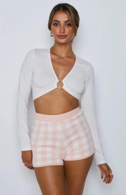 BB Exclusive Primrose Pink Knit Shorts Crop Tops
