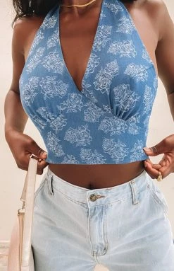 Lioness Provence Halter Top Rose Denim
