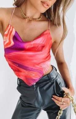 Beginning Boutique Psychedelic Dream Backless Top Pink Tops