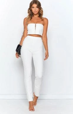 The Edit Bottoms Push My Buttons Pants White