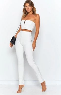 The Edit Bottoms Push My Buttons Pants White