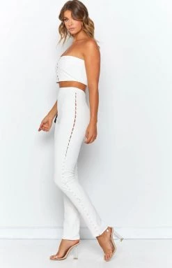 The Edit Bottoms Push My Buttons Pants White