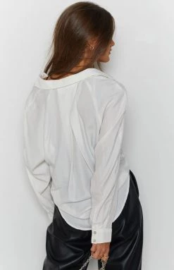 Beginning Boutique Olive Tie Up Shirt White