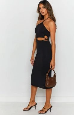 Beginning Boutique Quanah Cut Out Midi Dress Black