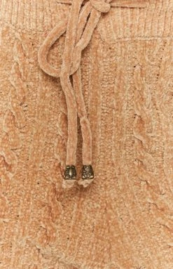 Beginning Boutique Bottoms Queenstown Cable Knit Pants Tan