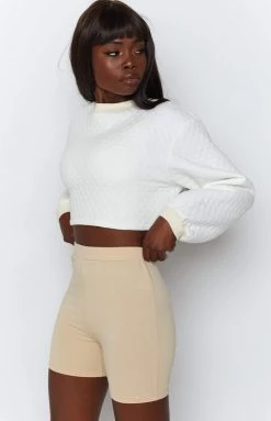 BB Exclusive Quilted Crop Sweater White Outerwear 12 BB Exclusive Quilted Crop Sweater White Outerwear