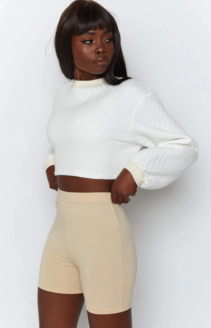 BB Exclusive Quilted Crop Sweater White Outerwear 5 BB Exclusive Quilted Crop Sweater White Outerwear