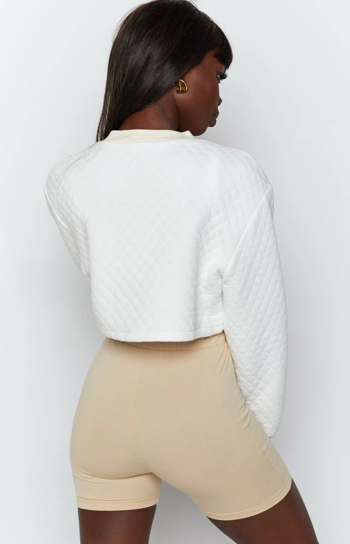 BB Exclusive Quilted Crop Sweater White Outerwear 6 BB Exclusive Quilted Crop Sweater White Outerwear