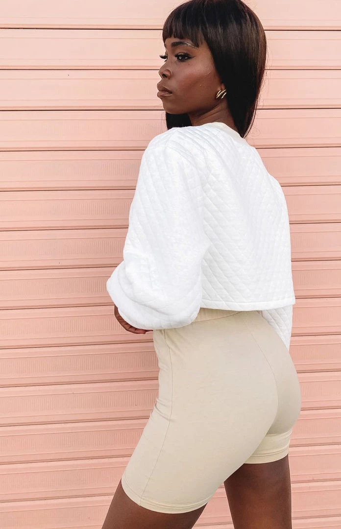 BB Exclusive Quilted Crop Sweater White Outerwear 2 BB Exclusive Quilted Crop Sweater White Outerwear