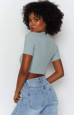 BB Exclusive Ramana Ribbed Knit Crop Sage 16 BB Exclusive Ramana Ribbed Knit Crop Sage