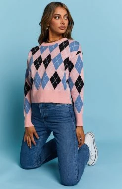 Beginning Boutique Raelyn Check Jumper Pink