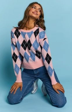 Beginning Boutique Raelyn Check Jumper Pink