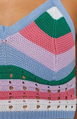 Beginning Boutique Rainbow Love Knitted Top Multi Tops