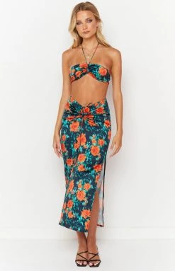 BB Exclusive Rani Red Floral Maxi Skirt