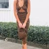 Beginning Boutique Ravenna Cut Out Maxi Dress Brown Dresses