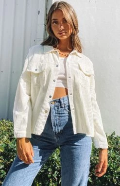 Beginning Boutique Outerwear Rayna Cord Jacket Cream