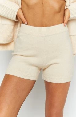 Beginning Boutique Reagan Knit Shorts Beige Bottoms