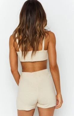 Beginning Boutique Reagan Knit Shorts Beige Bottoms