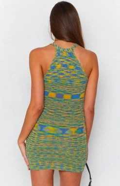 Beginning Boutique Real Thing Spacedye Mini Dress Green