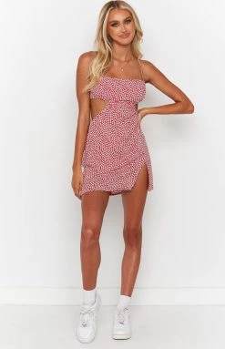 BB Exclusive New Jenna Red Print Cut Out Mini Dress