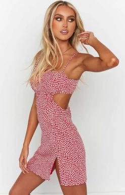 BB Exclusive New Jenna Red Print Cut Out Mini Dress
