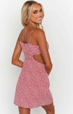BB Exclusive New Jenna Red Print Cut Out Mini Dress