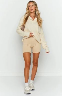 Beginning Boutique Long Sleeve Tops Reid Cream Collared Jumper