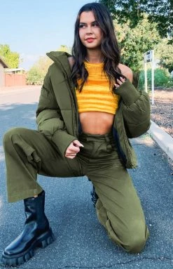 Beginning Boutique Remi Puffer Jacket Khaki