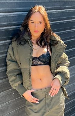 Beginning Boutique Remi Puffer Jacket Khaki