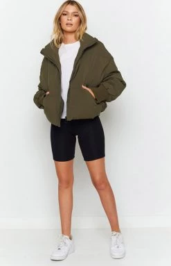 Beginning Boutique Remi Puffer Jacket Khaki