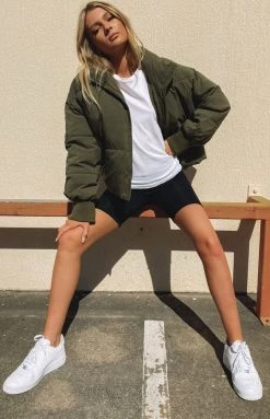 Beginning Boutique Remi Puffer Jacket Khaki