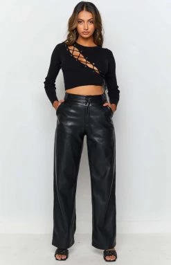 BB Exclusive Tops Remy Lace Up Top Black