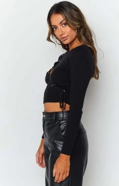 BB Exclusive Tops Remy Lace Up Top Black