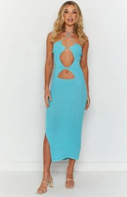 BB Exclusive Renata Blue Cut Out Midi Dress