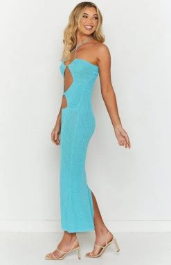 BB Exclusive Renata Blue Cut Out Midi Dress