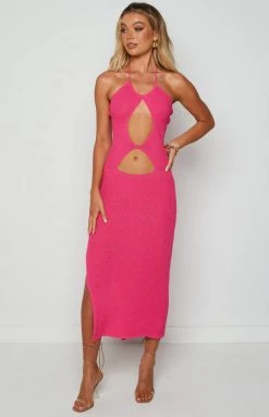 BB Exclusive Renata Pink Cut Out Midi Dress Dresses