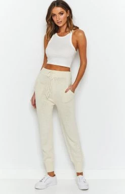 Beginning Boutique Bottoms Repose Tracksuit Pants Beige