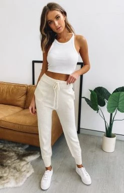 Beginning Boutique Bottoms Repose Tracksuit Pants Beige