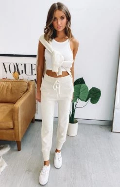 Beginning Boutique Bottoms Repose Tracksuit Pants Beige