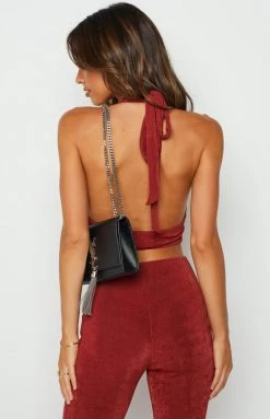 BB Exclusive Rex Burgundy Halter Top